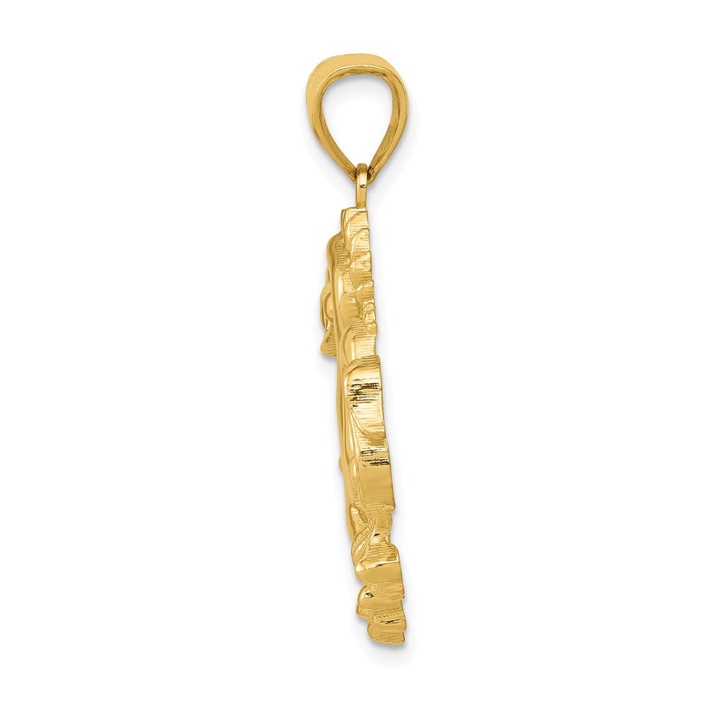 Million Charms 14K Yellow Gold Themed Solid Polished Dragon Pendant
