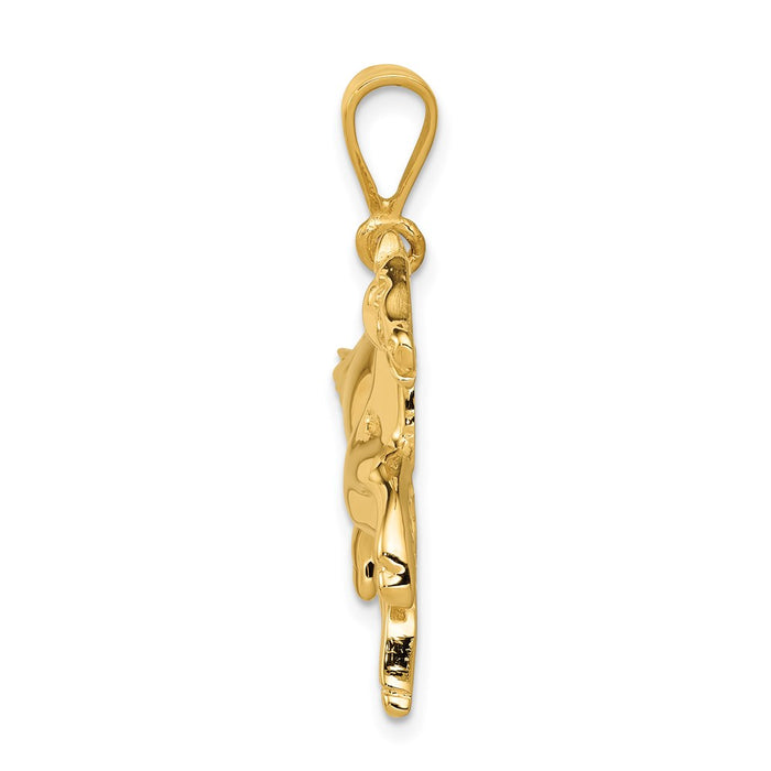 Million Charms 14K Yellow Gold Themed Solid Polished Open-Backed Horse Pendant