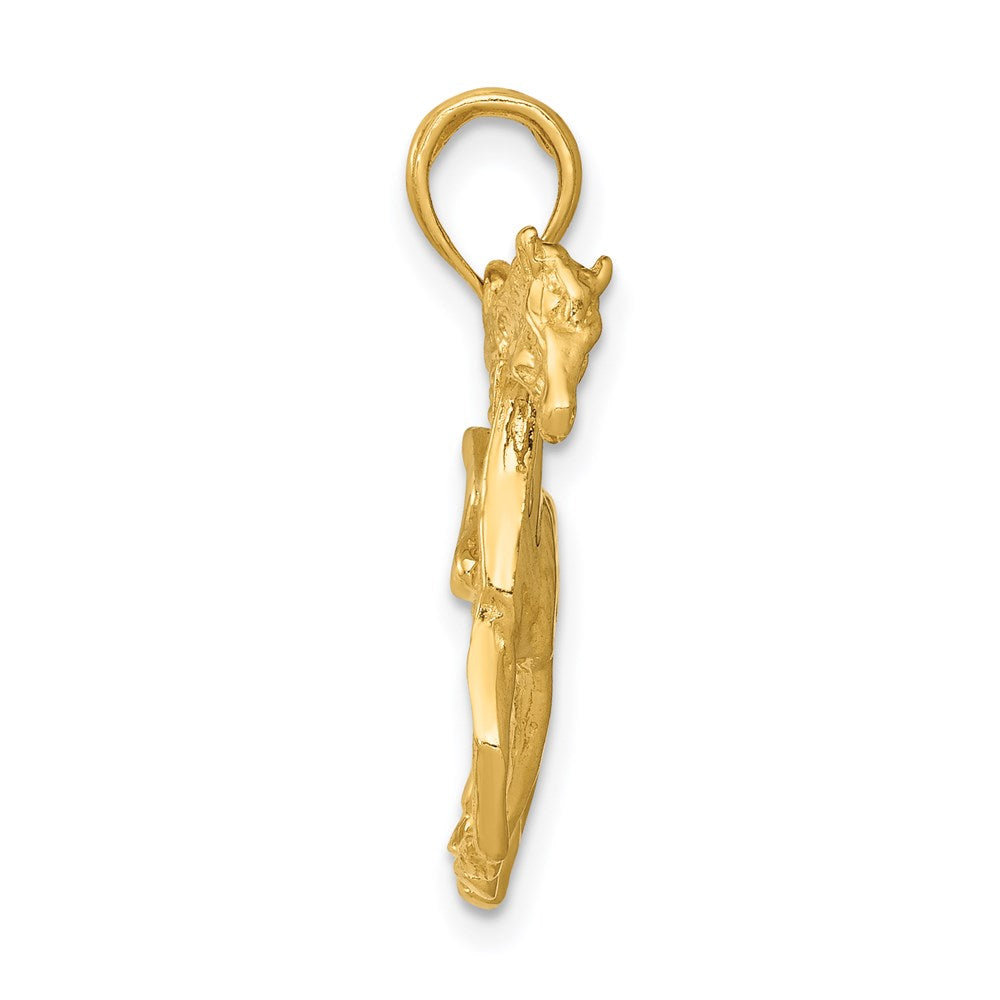 Million Charms 14K Yellow Gold Themed Solid Polished Open-Backed Horse Pendant