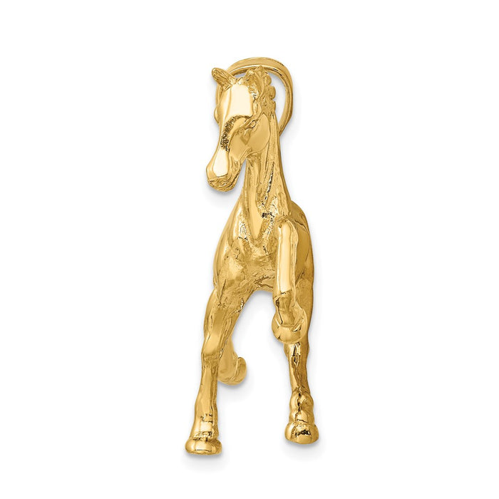 Million Charms 14K Yellow Gold Themed Hollow Polished 3-Dimensional Horse Charm
