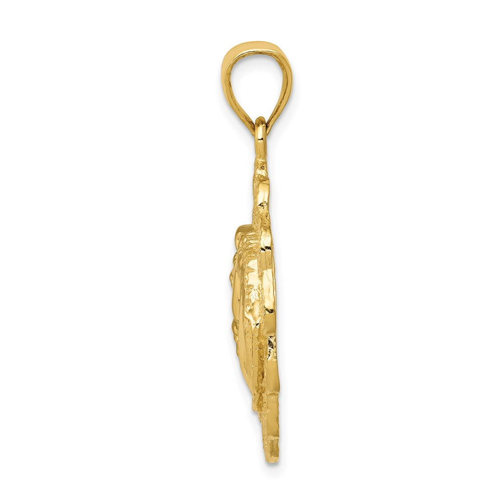 Million Charms 14K Yellow Gold Themed Solid Polished Horse Head In Horseshoes Pendant