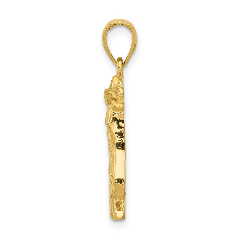 Million Charms 14K Yellow Gold Themed Solid Polished Open-Backed Horse Head Pendant