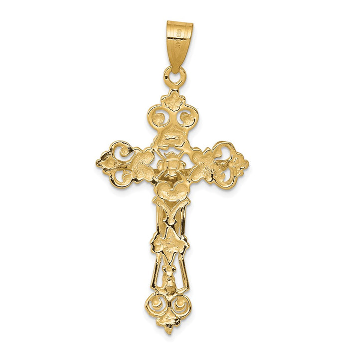 Million Charms 14K Two-Tone Inri Fleur De Lis Relgious Crucifix Pendant