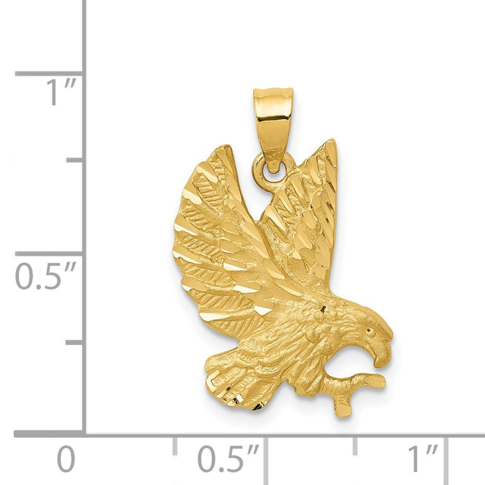 Million Charms 14K Yellow Gold Themed Satin Diamond-Cut Eagle Pendant