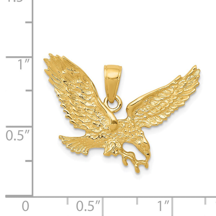 Million Charms 14K Yellow Gold Themed Solid Polished Eagle Pendant