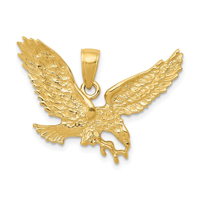 Million Charms 14K Yellow Gold Themed Solid Polished Eagle Pendant