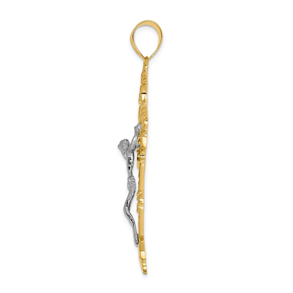 Million Charms 14K Two-Tone Inri Fleur De Lis Relgious Crucifix Pendant