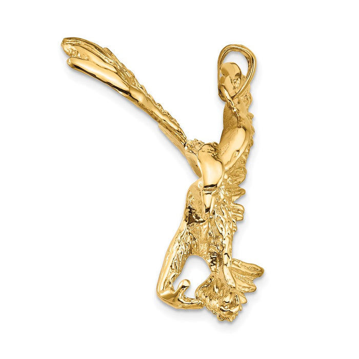 Million Charms 14K Yellow Gold Themed Solid Polished Eagle Pendant