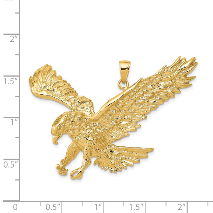 Million Charms 14K Yellow Gold Themed Solid Polished Eagle Pendant