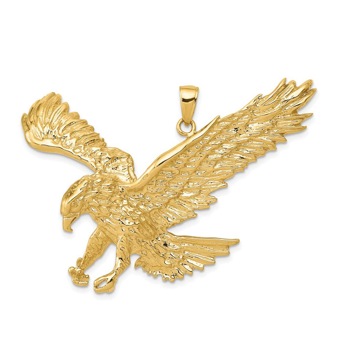 Million Charms 14K Yellow Gold Themed Solid Polished Eagle Pendant