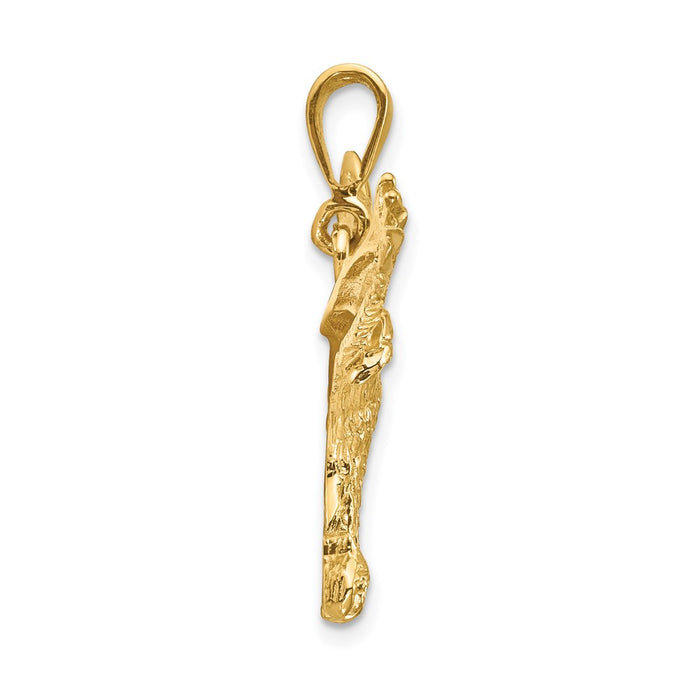 Million Charms 14K Yellow Gold Themed Solid Polished Eagle Pendant