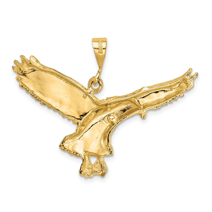 Million Charms 14K Yellow Gold Themed Solid Polished Eagle Pendant