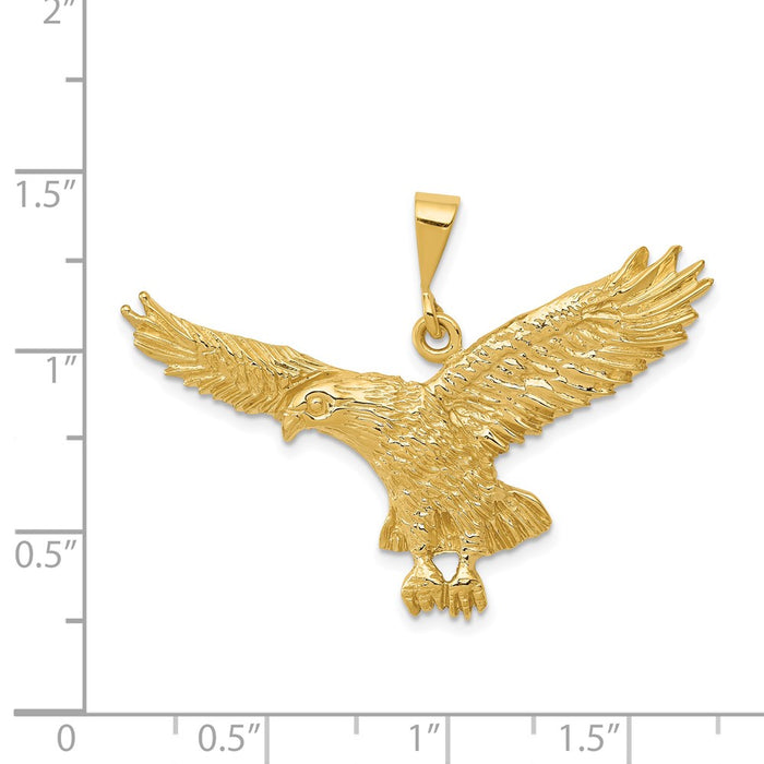 Million Charms 14K Yellow Gold Themed Solid Polished Eagle Pendant