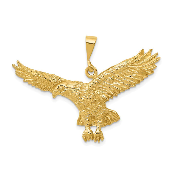 Million Charms 14K Yellow Gold Themed Solid Polished Eagle Pendant