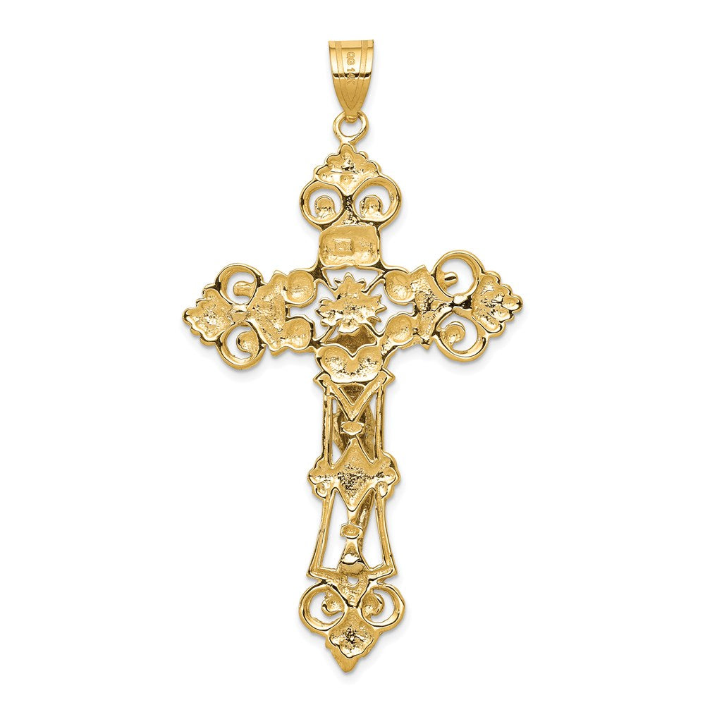 Million Charms 14K Two-Tone Inri Fleur De Lis Relgious Crucifix Pendant