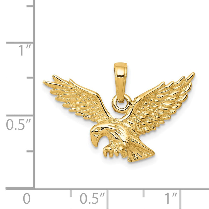 Million Charms 14K Yellow Gold Themed Solid Polished Eagle Pendant