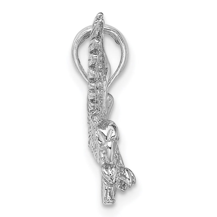 Million Charms 14K White Gold Themed Textured 3-D Eagle Landing Charm