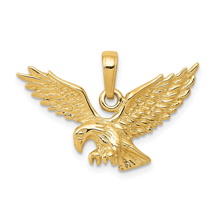 Million Charms 14K Yellow Gold Themed Solid Polished Eagle Pendant