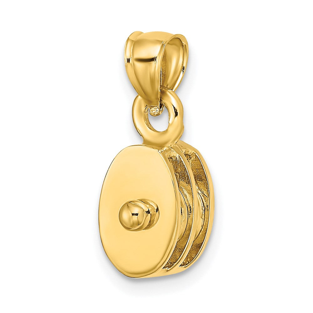 Million Charms 14K Yellow Gold Themed Polished 3-Dimensional Moveable Pulley Charm