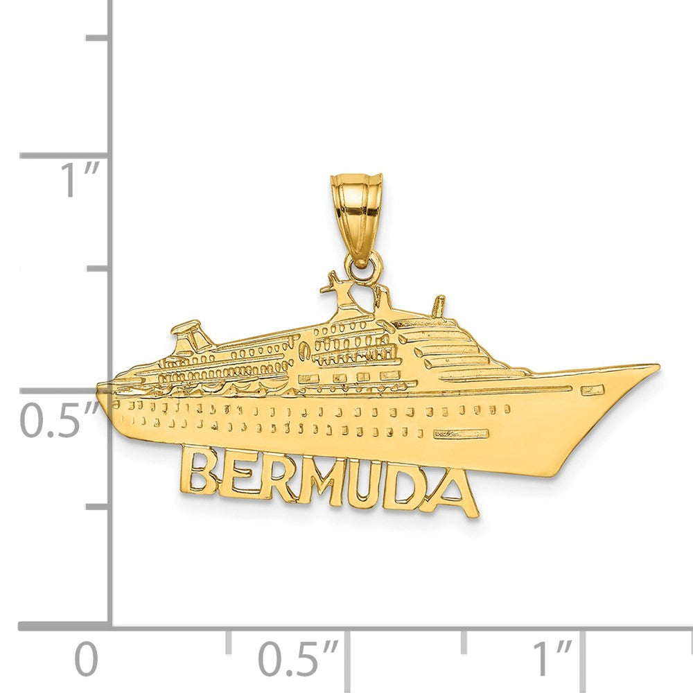 Million Charms 14K Yellow Gold Themed Solid Polished Bermuda Cruise Ship Charm
