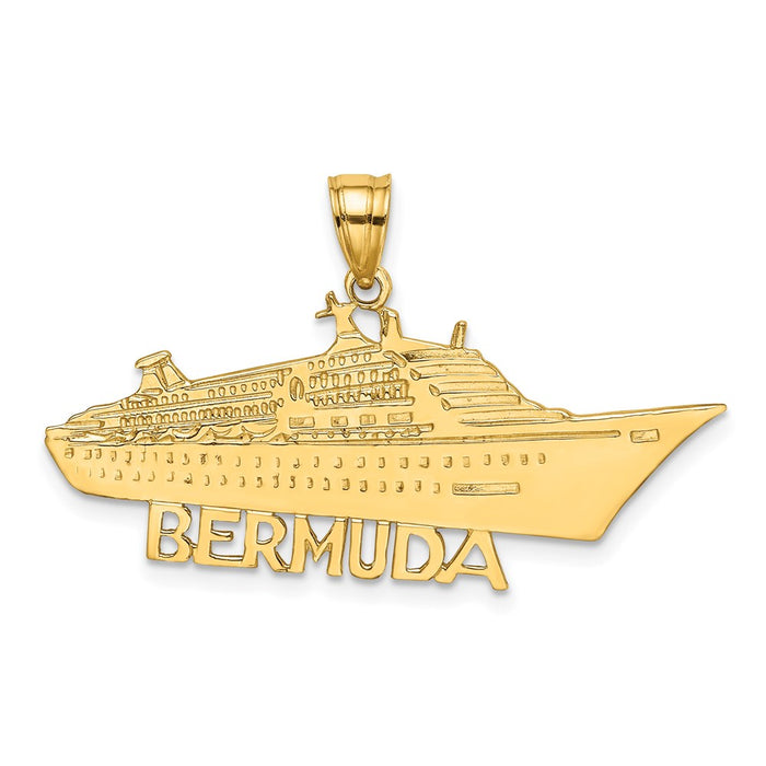 Million Charms 14K Yellow Gold Themed Solid Polished Bermuda Cruise Ship Charm