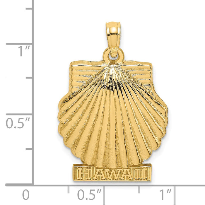 Million Charms 14K Yellow Gold Themed Solid Polished Hawaii Scallop Shell Charm