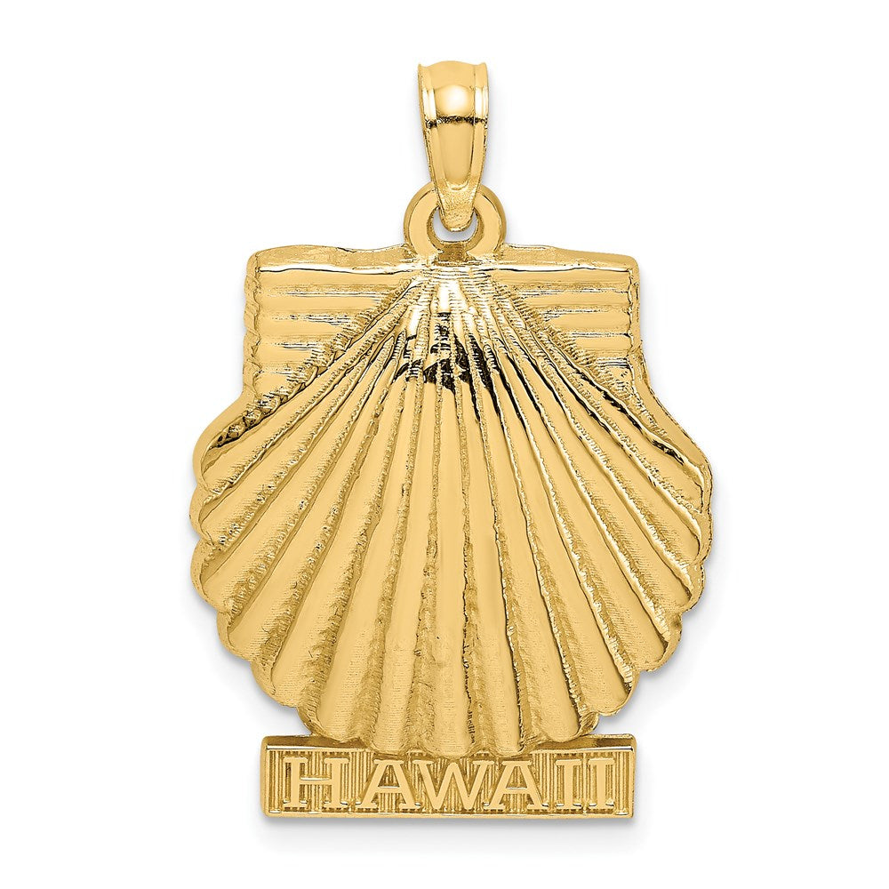 Million Charms 14K Yellow Gold Themed Solid Polished Hawaii Scallop Shell Charm
