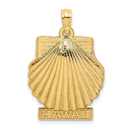 Million Charms 14K Yellow Gold Themed Solid Polished Hawaii Scallop Shell Charm