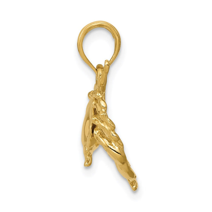Million Charms 14K Yellow Gold Themed Polished Open-Backed Crab Pendant
