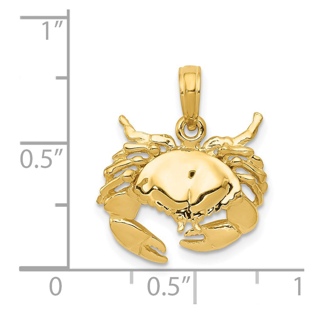 Million Charms 14K Yellow Gold Themed Polished Open-Backed Crab Pendant