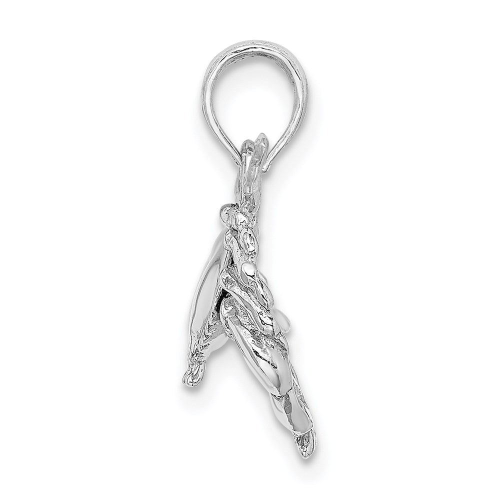 Million Charms 14K White Gold Themed 2-D Stone Crab Facing Down Charm