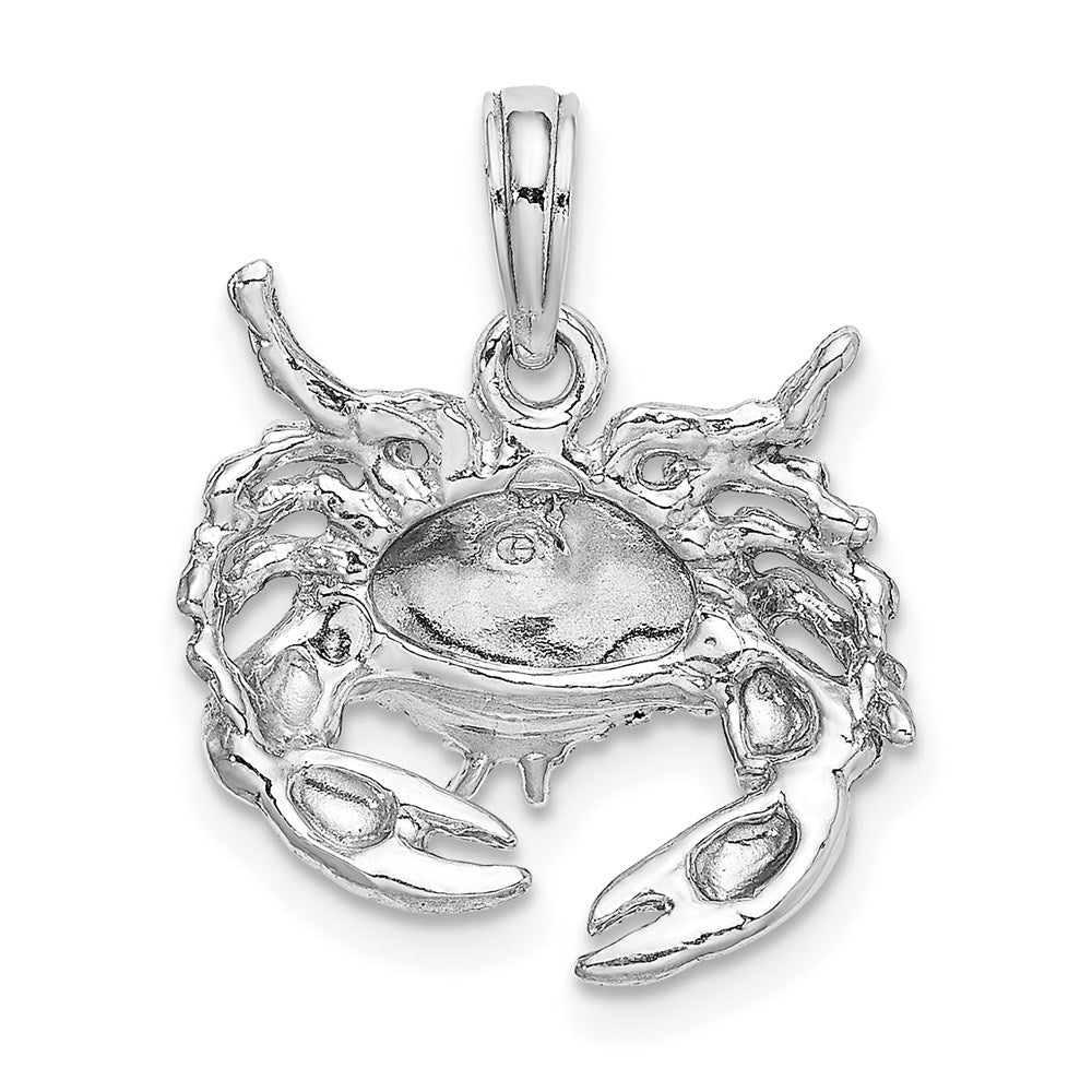 Million Charms 14K White Gold Themed 2-D Stone Crab Facing Down Charm