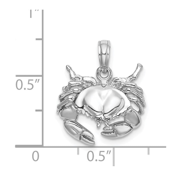 Million Charms 14K White Gold Themed 2-D Stone Crab Facing Down Charm