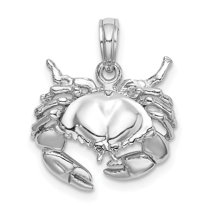 Million Charms 14K White Gold Themed 2-D Stone Crab Facing Down Charm