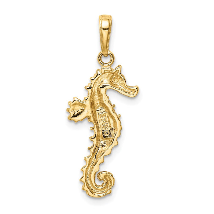 Million Charms 14K Yellow Gold Themed Polished Open-Backed Nautical Seahorse Pendant