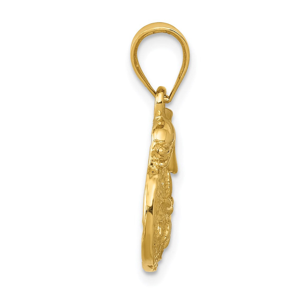 Million Charms 14K Yellow Gold Themed Dolphin & Sanddollar Charm