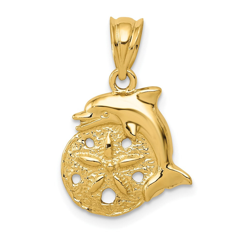 Million Charms 14K Yellow Gold Themed Dolphin & Sanddollar Charm