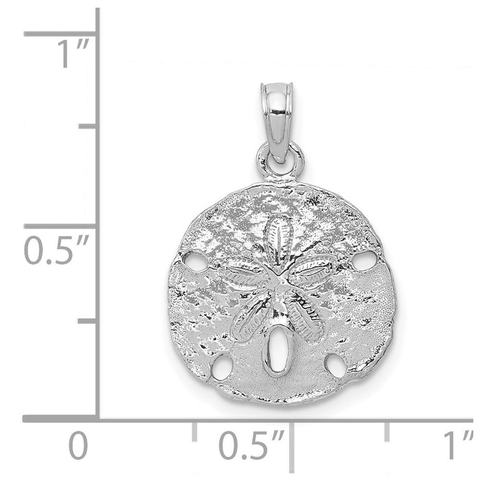 Million Charms 14K White Gold Themed Polished Sand Dollar Pendant