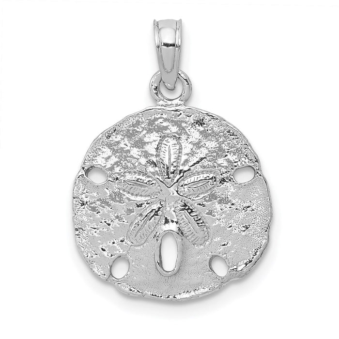 Million Charms 14K White Gold Themed Polished Sand Dollar Pendant