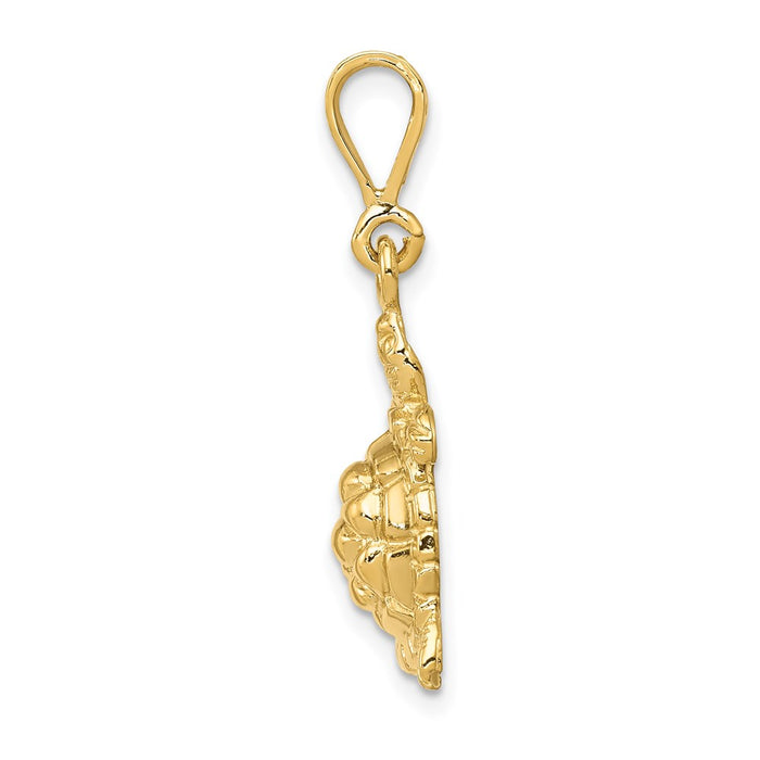 Million Charms 14K Yellow Gold Themed Solid Polished Open-Backed Sea Turtle Charm