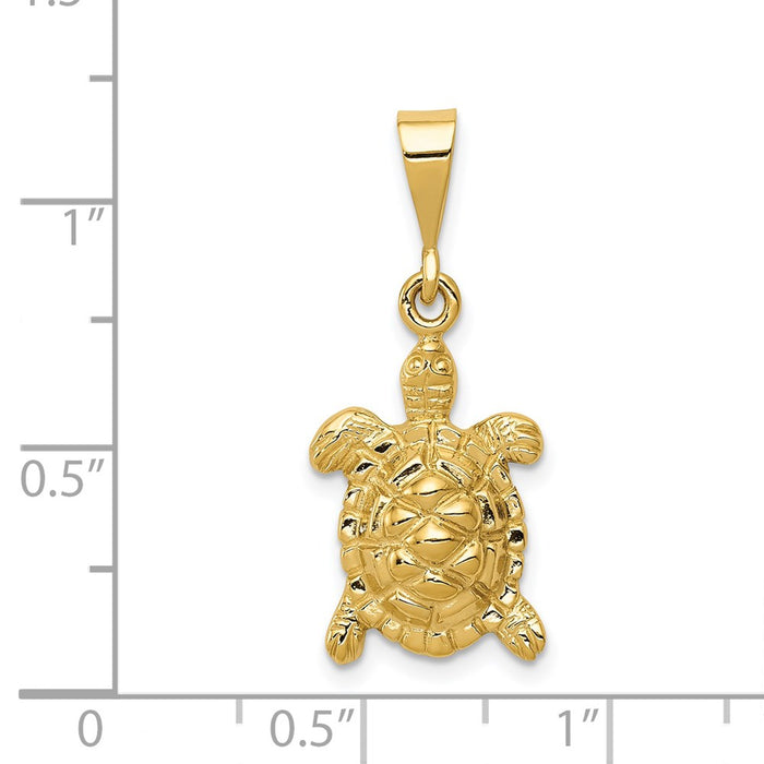 Million Charms 14K Yellow Gold Themed Solid Polished Open-Backed Sea Turtle Charm