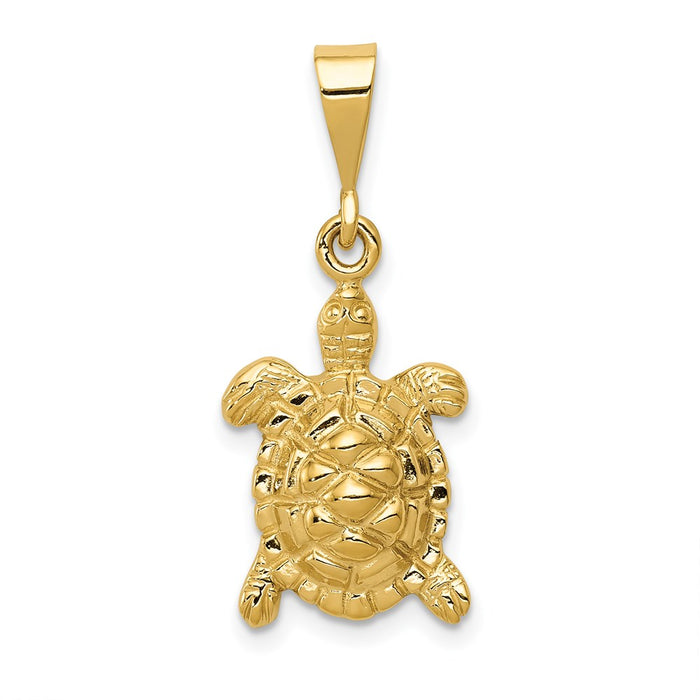 Million Charms 14K Yellow Gold Themed Solid Polished Open-Backed Sea Turtle Charm