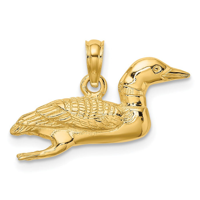 Million Charms 14K Yellow Gold Themed Solid Polished 3-Dimensional Mallard Charm