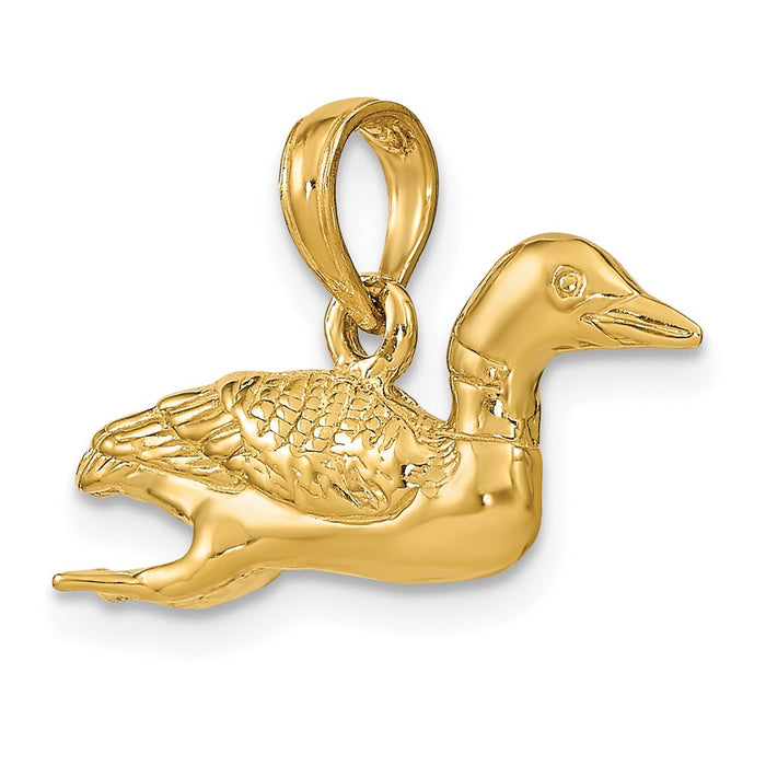 Million Charms 14K Yellow Gold Themed Solid Polished 3-Dimensional Mallard Charm