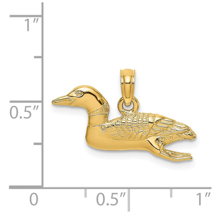 Million Charms 14K Yellow Gold Themed Solid Polished 3-Dimensional Mallard Charm