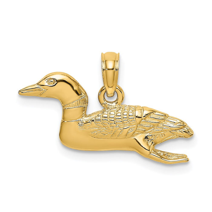 Million Charms 14K Yellow Gold Themed Solid Polished 3-Dimensional Mallard Charm