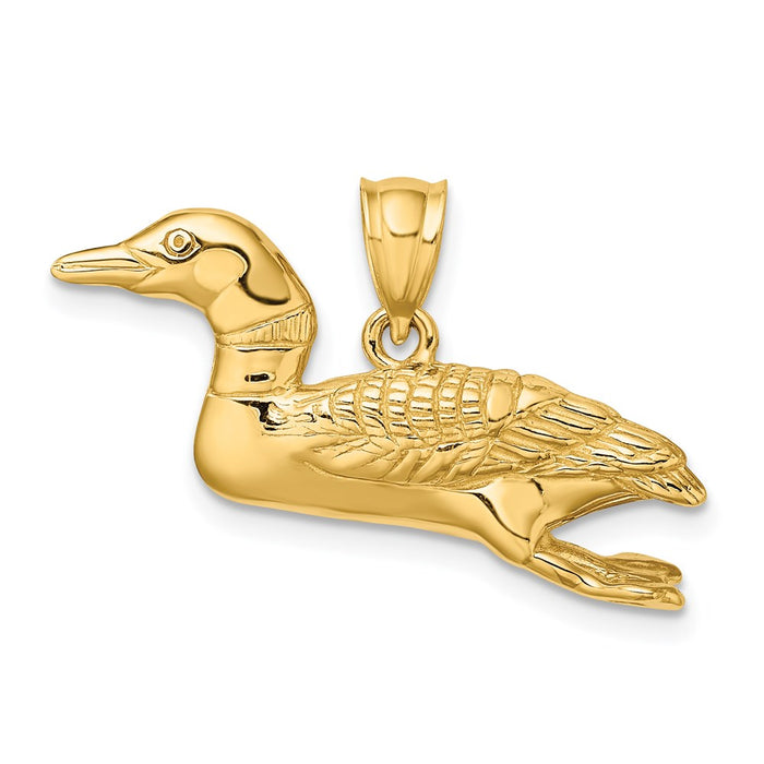 Million Charms 14K Yellow Gold Themed Solid Polished 3-Dimensional Mallard Charm