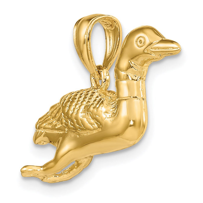 Million Charms 14K Yellow Gold Themed Solid Polished 3-Dimensional Mallard Charm