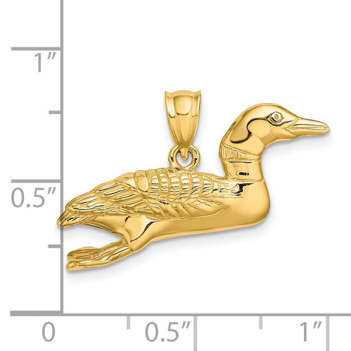 Million Charms 14K Yellow Gold Themed Solid Polished 3-Dimensional Mallard Charm