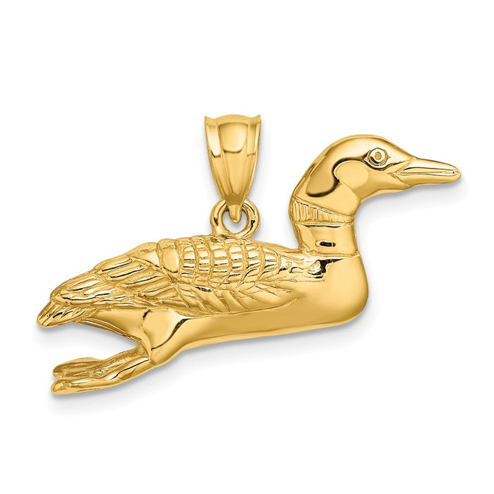 Million Charms 14K Yellow Gold Themed Solid Polished 3-Dimensional Mallard Charm